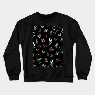 Tiny Watercolor Leaves Black Crewneck Sweatshirt